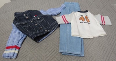 Lot VIN Tommy Hilfiger 14''-17''  Doll Jean Jacket, Denim Jeans, Cotton Knit Shirt