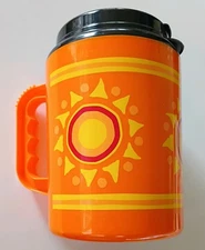 Betras USA Giant Travel Mug Vintage 52 oz Neon Orange Sun With Lid