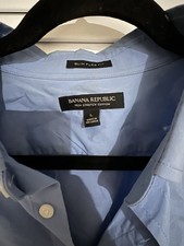 Banana Republic Tech Stretch Cotton Slim Fit Blue Button-Down Shirt Size L