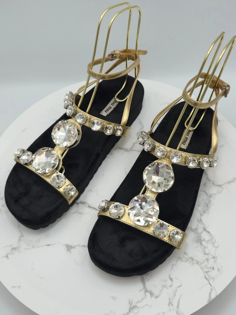 Miu Miu Sandals and Flip Flops Gold for sale | eBay
