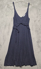 Gap Dress Womens Small Blue White Polka Dot Belted Low Cut Flowy Midi Casual