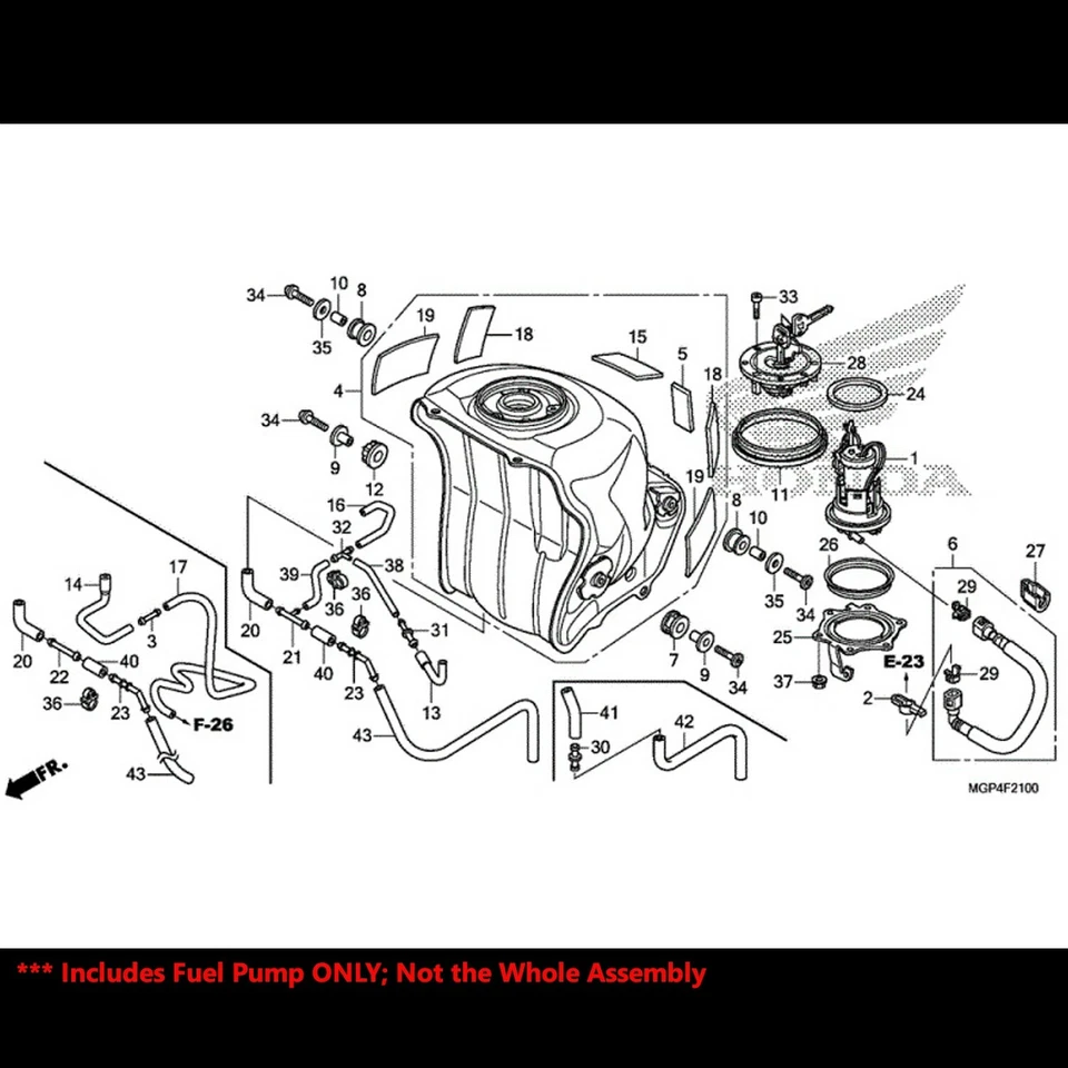 OE Replacement EFI Fuel Pump+Filter/Strainer for 07-23 CBR600RR/CBR1000RR/VFR - Image 2 of 4