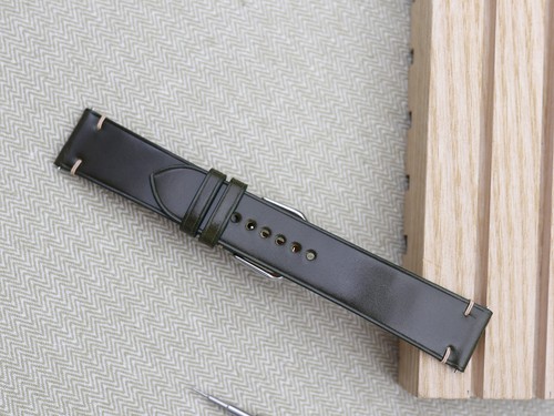 Handgefertigtes Vintage Shell Cordovan Leder Uhrenarmband - zwei Seitennaht! - Bild 5 von 8