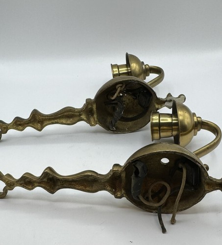 Antique Arrow Brand Set Of 2 12” Brass Electric Sconces - Craftsman Style - Picture 6 of 8