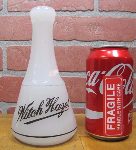 WITCH HAZEL Antique White Clambroth Glass Apothecary Bottle Drug Store Barber - Picture 11 of 12