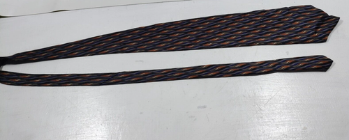 Vintage Oscar de la Renta SILK Tie Necktie Gray White Blue Orange Tie