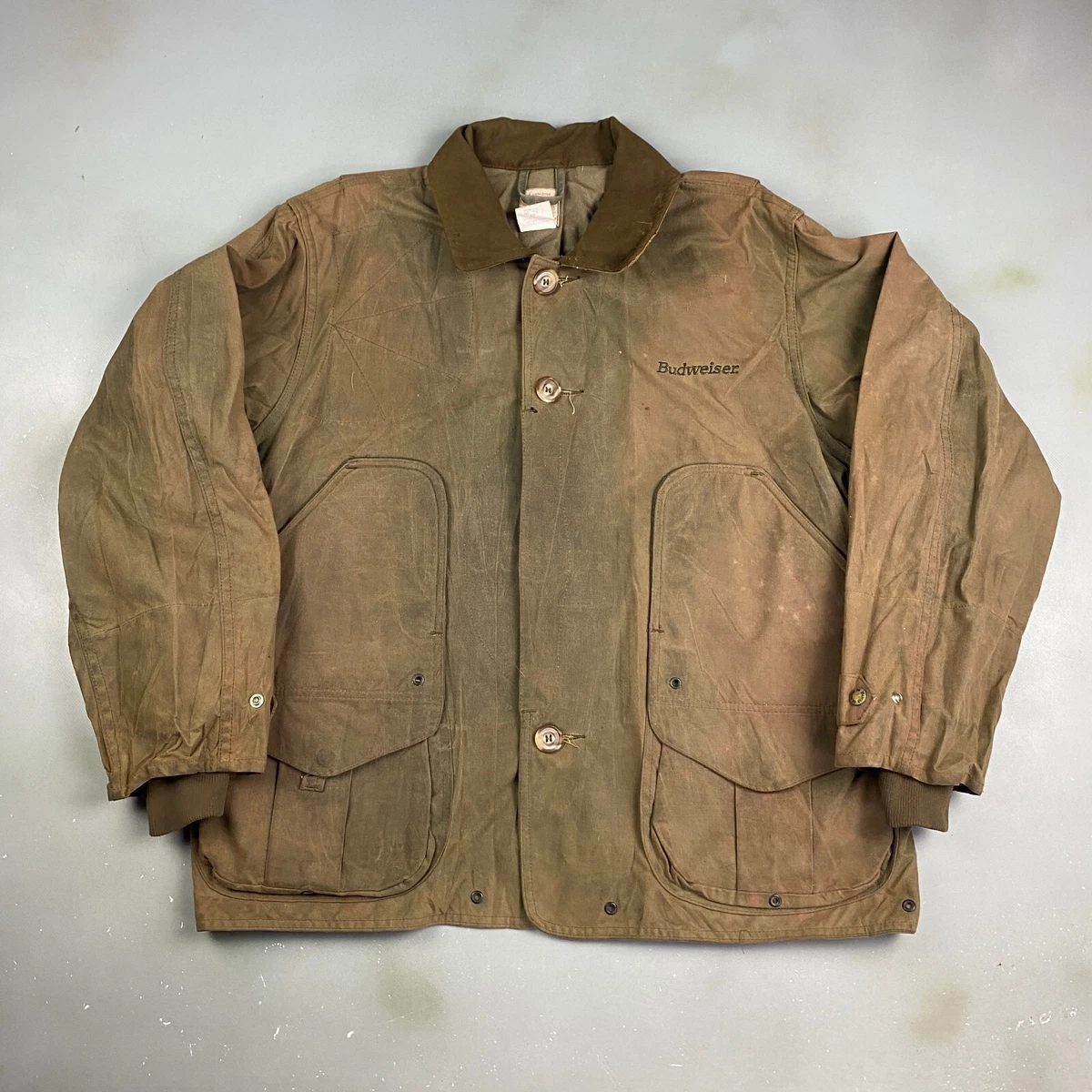VINTAGE FILSON 435 Budweiser Waxed Canvas Shelter Work Jacket sz