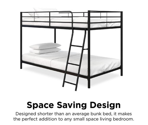 Bunk beds Small Space Twin over Twin Junior Bunk Bed, Black, Cheap, Best, Deal - Picture 2 of 6