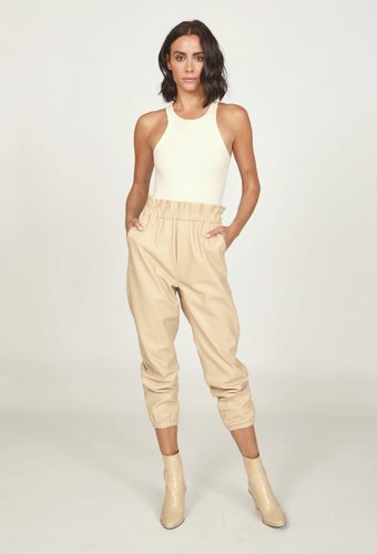 Camel Faux Leather Jogger | eBay