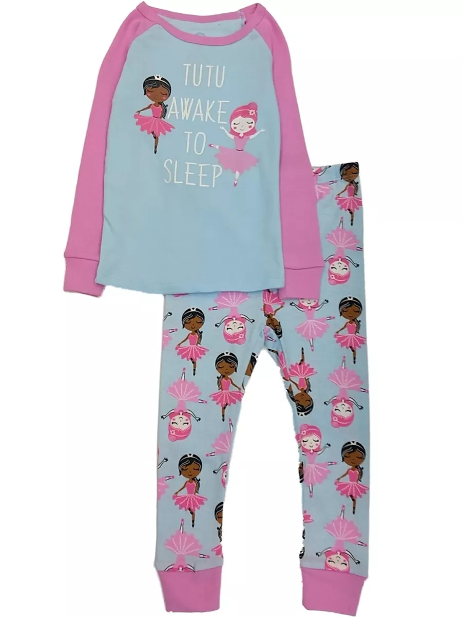 Toddler Girls Blue Tutu Awake To Sleep Ballerina Dance Girls Pajama Sleep Set 2T