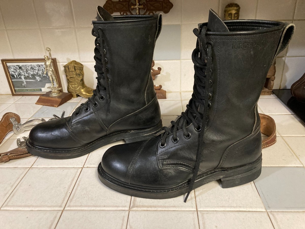 Vintage 2000 USA Black Leather Lace Up G.I. Military Combat