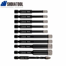 10pcs/kit 5-12mm Dry Diamond Drill Bit Hole Saw for Tile Porcelain Granite Hex