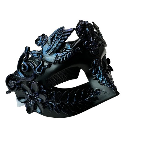 Venetian Greek Roman Warrior Egyptian Men masquerade mask (Special Black & Blue) - Picture 4 of 6
