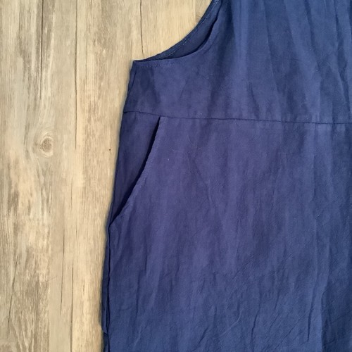 Uaneo Romper Jumpsuit New W/Tag XL Linen Cotton Blend Pockets Leg Detail Blue - 第 5/10 張圖片