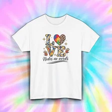 Love Needs No Words Shirt | Autism Awareness Puzzle Heart Graphic Tee S-5XL