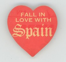Fall in Love with Spain Via Iberia Airlines Vari-Vue Lenticular Heart Shaped Pin
