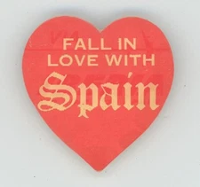 Fall in Love with Spain Via Iberia Airlines Vari-Vue Lenticular Heart Shaped Pin