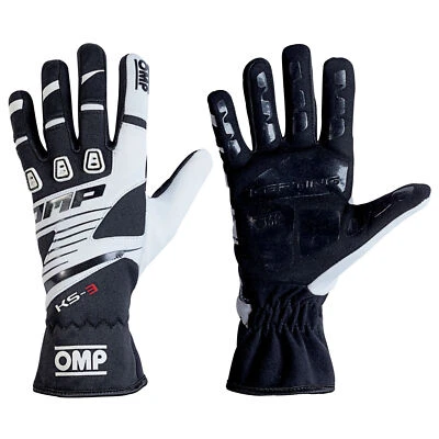 OMP RACING OMP KS-3 KARTING KART GLOVES BLACK /WHITE RACING TRACK DAYS DRIVING GLOVES