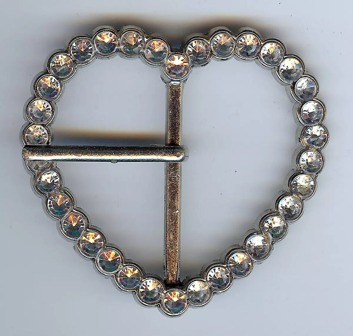 VINTAGE SILVER CLEAR RHINESTONE HEART BELT BUCKLE | eBay Vintage 1950s’ clear rhinestone buckle