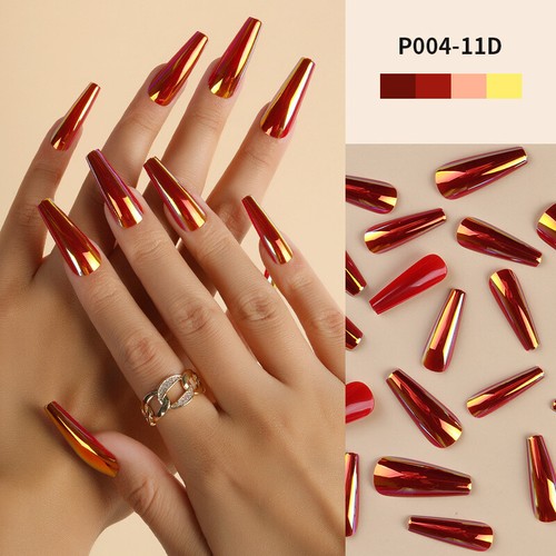 ✹Press On Nails Lange Blaue Herz-Sarg-Kunstnägel Ballerina Shiny Star Fake- ≌ - Bild 66 von 70