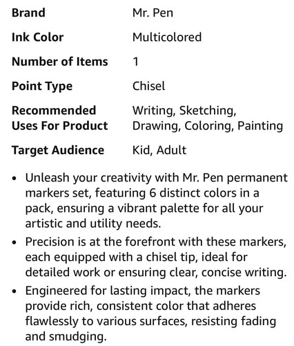 Mr. Pen Retractable Markers Highlighters - Pack of 6 - Multicolored Ink - Picture 6 of 7