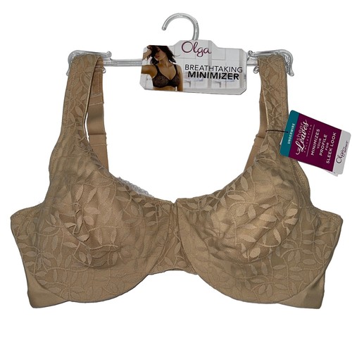 Olga Bra Underwire Minimizer Lace Sheer Leaves Lightweight Full Coverage 35519 - Picture 12 of 84
