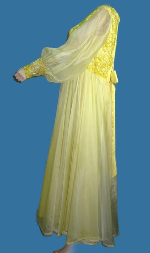 Mike Benet Formals~1970~Bow Tie Ball Gown Chiffon Dress w/ Rustly Taffeta Lining - Picture 5 of 12
