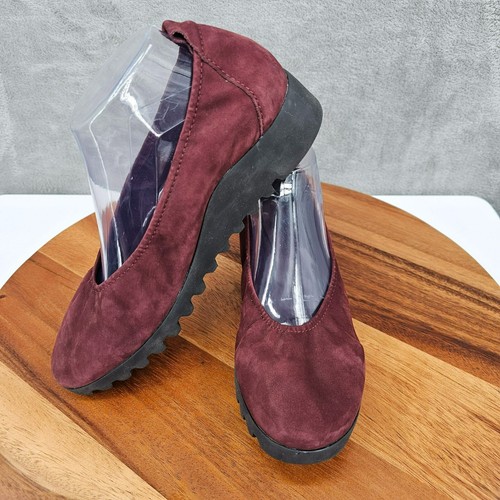Pisos de ballet Aetrex Brianna 8,5 cuero nobuck rojo borgoña apoyo ortopédico - Imagen 13 de 16