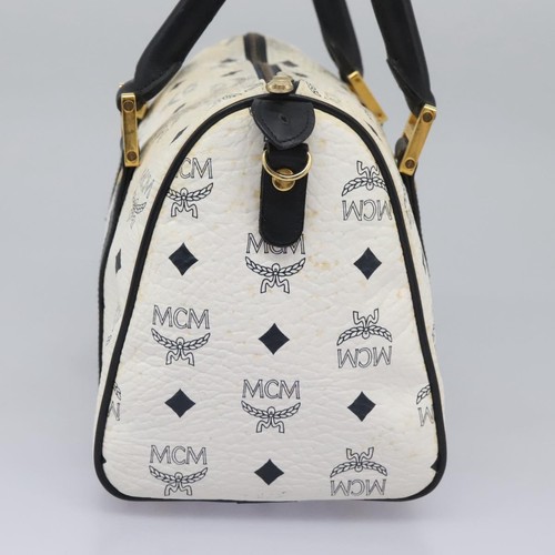 Auténtico bolso de mano MCM Vicetos con logotipo PVC cuero 2 vías oro blanco 115026 - Imagen 5 de 22