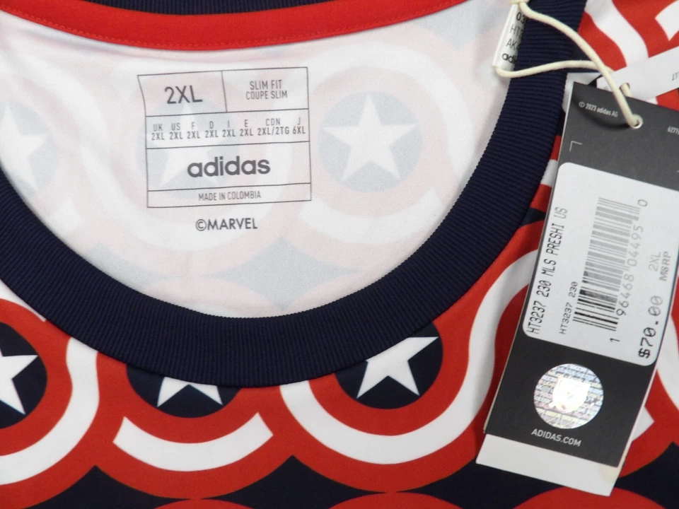 NWT ADIDAS MLS MARVEL CAPTAIN AMERICA NEW ENGLAND REVOLUTION JERSEY SIZE 2XL - Image 4 of 4