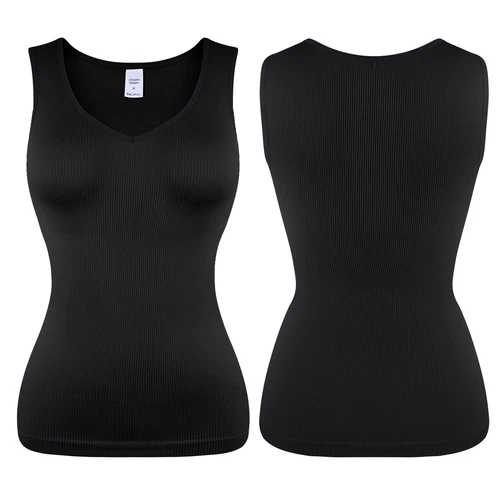 Damen Bauch Kontrolle Shapewear Body Shaper Tank Tops Camisole V-Ausschnitt Trägershirt S-3XL - Bild 15 von 20