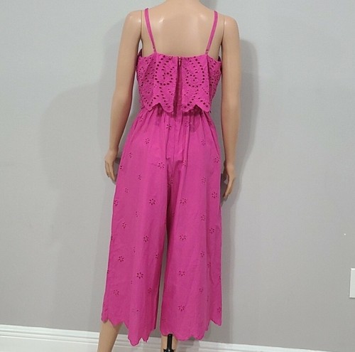 Harper heritage romper magenta pink Wide Leg Full Eyelet Floral Women's Size M - Picture 7 of 12