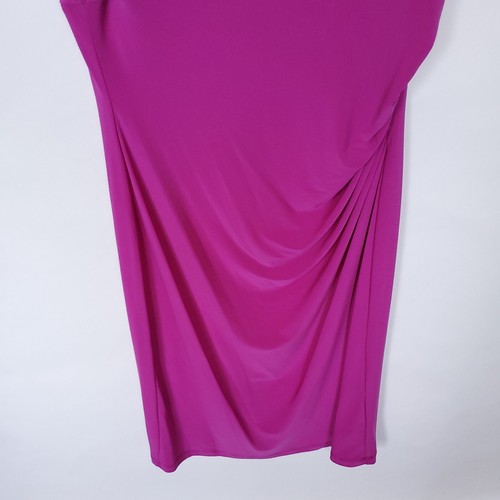Abito donna Marina slim midi taglia large viola/magenta increspato lunghezza ginocchio - Foto 10 di 15