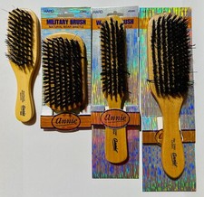 Authentic Annie Natural Wooden Handle Reinforced Boar Bristles Hair Brush New 