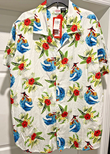 Marvel DEADPOOL Tropical Shirt Surfing Funny Hawaiian Men 2XL BoxLunch Exclusive