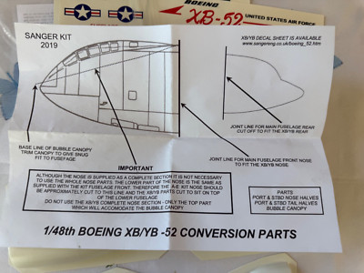 1/48 SANGER ENGINEERING UK BOEING XB-52 / YB-52 CONVERSION WITH DECALS