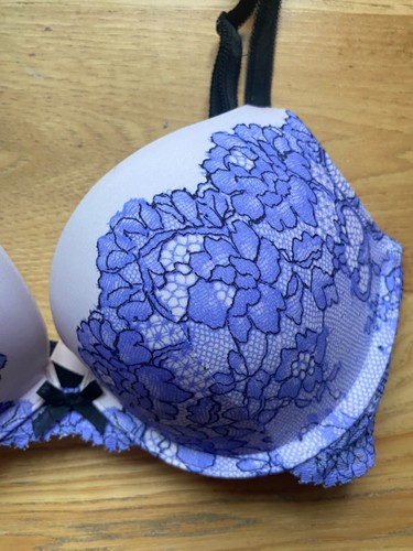 New Victoria's Secret Bra 32D Dream Angels Push Up Purple Lace Design - Picture 2 of 6
