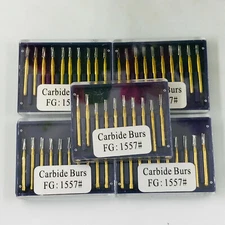 50PCS Dental Tungsten Steel Carbide Burs Drills FG 1557 High Speed Handpiece