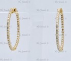 14k Solid Yellow Gold Natural Diamond  huggie hoop earring  snap lock 2 1/3 ct — photo 1