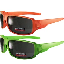 2 Pairs Global Vision Underground Sunglasses Orange + Green Frame Smoke Lenses