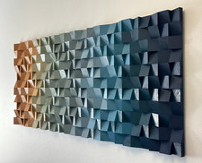 3D Wood Wall Art Sound Diffuser 18" X 36" Made In USA New