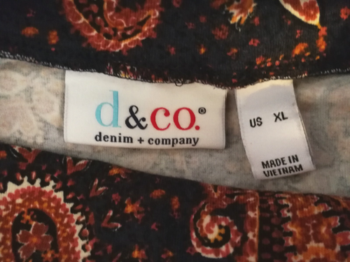 Denim & Co Womens Blouse XL Paisley Blue Brown Shirt Top Long Sleeve Office Boho - Picture 4 of 5