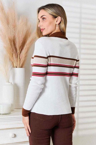Sofisticada blusa de punto acanalado a rayas - Imagen 6 de 12