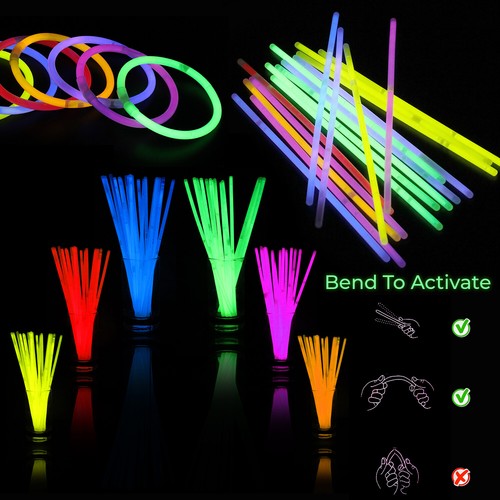 Pulseras y collares Brillantes Sticks suministros de fiesta 8" (20 cm) Brillan en la oscuridad - Imagen 9 de 14