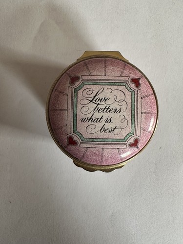 HALCYON DAYS ENAMELS TRINKET BOX - LOVE BETTERS WHAT IS BEST - WORDSWORTH