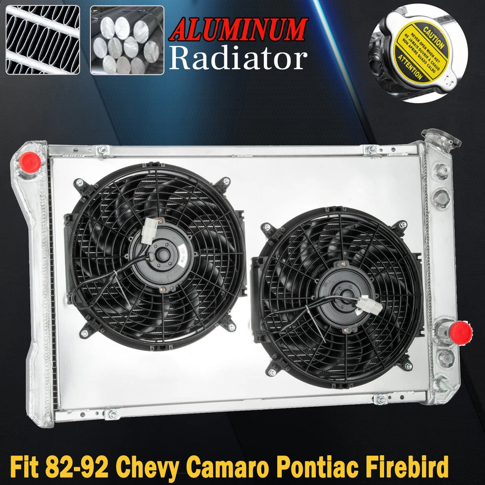 3-Row Radiator&Shroud Fan Fit 1982-1992 86 Chevy Camaro / Pontiac Firebird 5.0L Foto 2 de 4