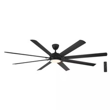 Matte Black Ceiling Fan 84 in 8 Blade LED Light Remote Control Modern Industrial