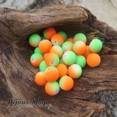 50 Perlen Aus Böhmen 8 MM Wirkung Gummiert (Orange & Grün)