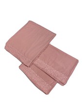 Full Size Sheets Set Bedding Pillowcases Shams Pink Embroidered No Wrinkle