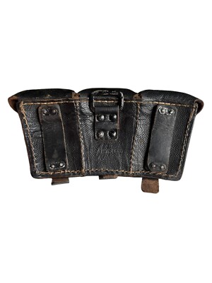 Rare Original WW2 German K-98 Black Pebble Leather Ammo Pouch 1942